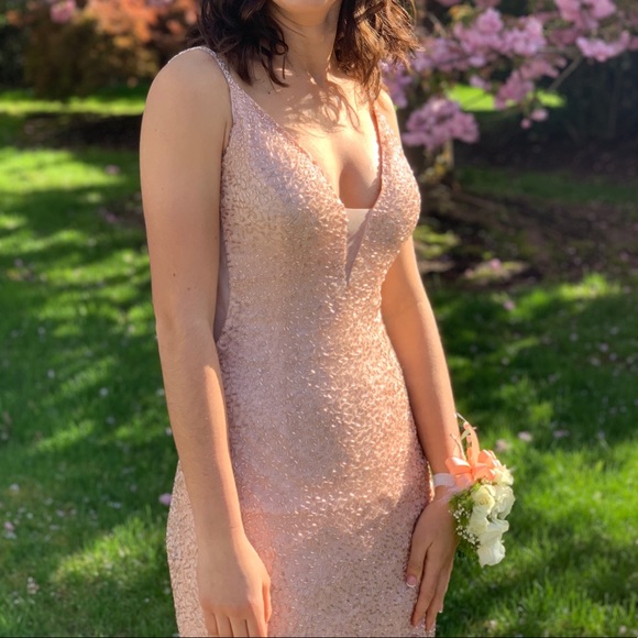 PromGirl Dresses & Skirts - Rose gold beaded dress PromGirl Dresses & Skirts - Rose gold beaded dress